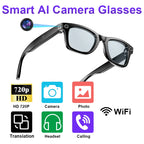 LIGE New Smart AI Camera Glasses Photo Recognition Voice Recording Wireless Bluetooth Call Sports Waterproof Anti-UV Sunglasses