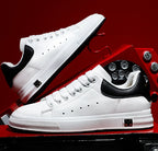 Trendy Men White Leather Soft Bottom Casual Shoes