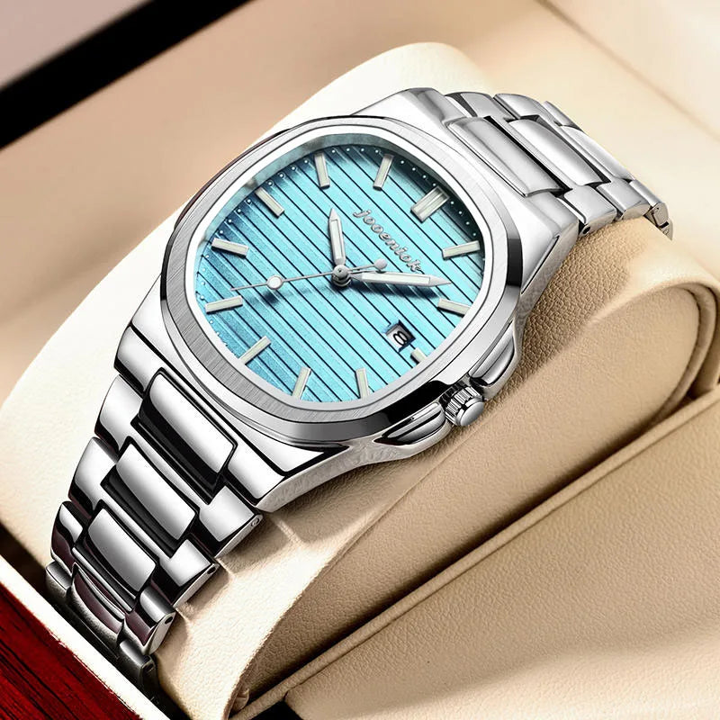Top Luxury Square Man Watch Date Waterproof Luminous Men Wristwatch High Quality Leather Men's Quartz Watches+Box Reloj 2025 New