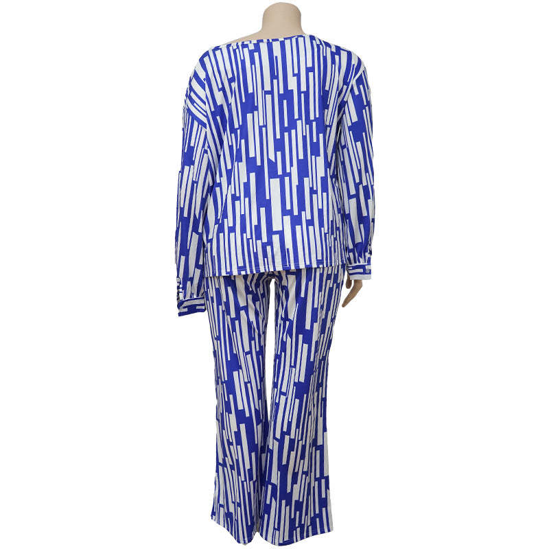 Plus Size Fat Women Two-piece Suit 4xl Ladies Set Tops Pants