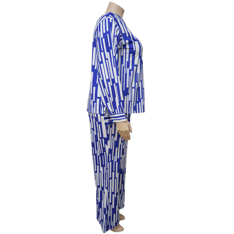 Plus Size Fat Women Two-piece Suit 4xl Ladies Set Tops Pants